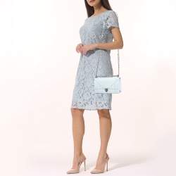 Pre Owned Dior Light Blue Cannage Leather Small Diorama Flap Bag