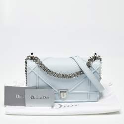 Pre Owned Dior Light Blue Cannage Leather Small Diorama Flap Bag