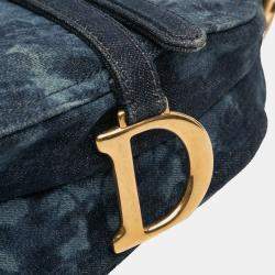 Pre Owned Dior Blue Denim Tie Dye Saddle Bag