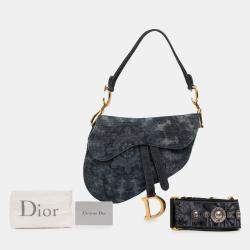 Pre Owned Dior Blue Denim Tie Dye Saddle Bag