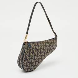 Pre Owned Dior Navy Blue Diorissimo Canvas Vintage Trotter Saddle Bag