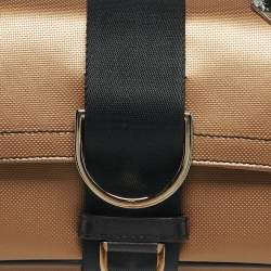 Pre Owned Dior Bronze/Black Leather and Fabric Hardcore Shoulder Bag
