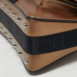 Pre Owned Dior Bronze/Black Leather and Fabric Hardcore Shoulder Bag