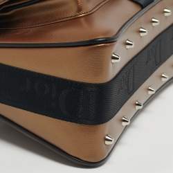 Pre Owned Dior Bronze/Black Leather and Fabric Hardcore Shoulder Bag