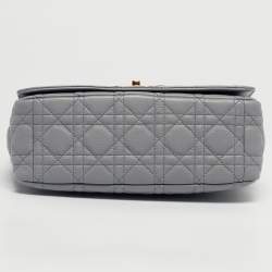 Pre Owned Dior Grey Cannage Leather Medium Caro Shoulder Bag