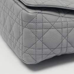 Pre Owned Dior Grey Cannage Leather Medium Caro Shoulder Bag