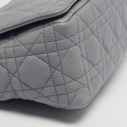 Pre Owned Dior Grey Cannage Leather Medium Caro Shoulder Bag