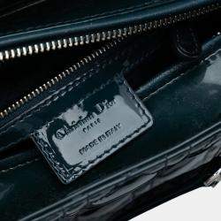 Pre Owned Dior Green Medium Patent Cannage Lady Dior
