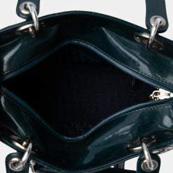 Pre Owned Dior Green Medium Patent Cannage Lady Dior