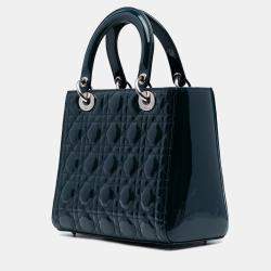 Pre Owned Dior Green Medium Patent Cannage Lady Dior