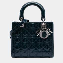 Pre Owned Dior Green Medium Patent Cannage Lady Dior