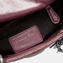 Pre Owned Dior Mini Iridescent Lambskin Cannage Lady Dior
