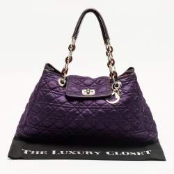 Pre Owned Dior Purple Cannage Nylon and Leather Charming Lock Bag