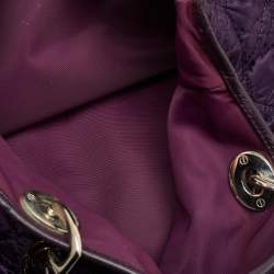 Pre Owned Dior Purple Cannage Nylon and Leather Charming Lock Bag