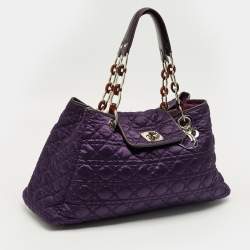 Pre Owned Dior Purple Cannage Nylon and Leather Charming Lock Bag