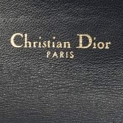 Pre Owned Dior Navy Blue Oblique Canvas and Leather Saddle Card Case