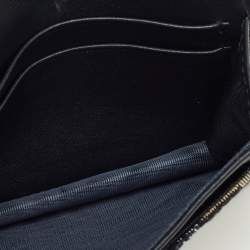 Pre Owned Dior Navy Blue Oblique Canvas and Leather Saddle Card Case