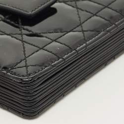 Pre Owned Dior Black Cannage Patent Leather Lady Dior Gusset Card Holder
