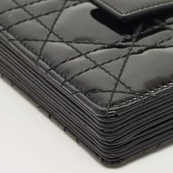 Pre Owned Dior Black Cannage Patent Leather Lady Dior Gusset Card Holder