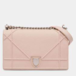 Pre Owned Dior Pink Medium Grained Calfskin Diorama Flap