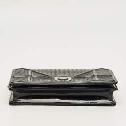 Pre Owned Dior Black Microcannage Patent Leather Diorama Wallet on Chain