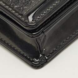 Pre Owned Dior Black Microcannage Patent Leather Diorama Wallet on Chain