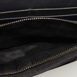 Pre Owned Dior Black Microcannage Patent Leather Diorama Wallet on Chain