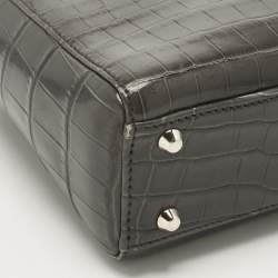 Pre Owned Dior Dark Grey Alligator Mini Lady Dior Tote