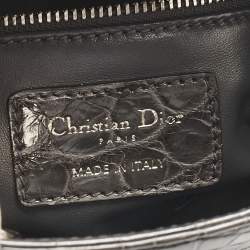 Pre Owned Dior Dark Grey Alligator Mini Lady Dior Tote
