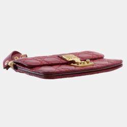 Pre Owned Dior Red Lambskin Cannage DiorAddict Wristlet Clutch