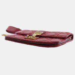 Pre Owned Dior Red Lambskin Cannage DiorAddict Wristlet Clutch