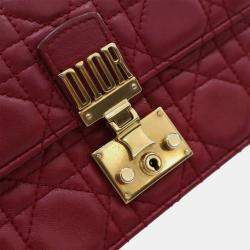 Pre Owned Dior Red Lambskin Cannage DiorAddict Wristlet Clutch