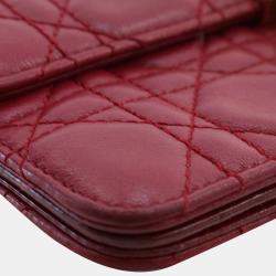 Pre Owned Dior Red Lambskin Cannage DiorAddict Wristlet Clutch