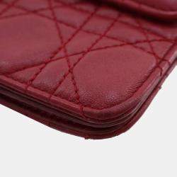 Pre Owned Dior Red Lambskin Cannage DiorAddict Wristlet Clutch