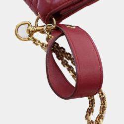 Pre Owned Dior Red Lambskin Cannage DiorAddict Wristlet Clutch