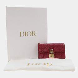 Pre Owned Dior Red Lambskin Cannage DiorAddict Wristlet Clutch