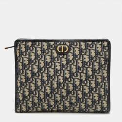 Pre Owned Dior Blue Oblique Jacquard Canvas 30 Montaigne Pouch