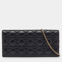 Pre Owned Dior Black Cannage Leather Lady Dior Chain Clutch
