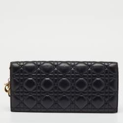Pre Owned Dior Black Cannage Leather Lady Dior Chain Clutch
