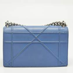 Pre Owned Dior Light Blue Cannage Leather Small Diorama Flap Bag