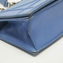 Pre Owned Dior Light Blue Cannage Leather Small Diorama Flap Bag