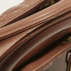 Pre Owned Dior Brown Cannage Leather Small Lady Dior Tote