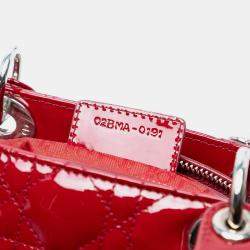 Pre Owned Dior Red Medium Patent Cannage Lady Dior