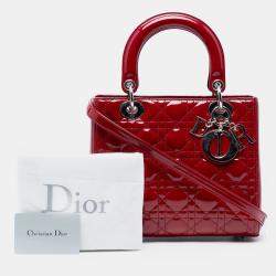 Pre Owned Dior Red Medium Patent Cannage Lady Dior