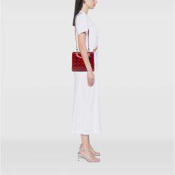 Pre Owned Dior Red Medium Patent Cannage Lady Dior