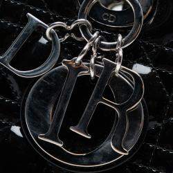 Pre Owned Dior Black Large Patent Cannage Lady Dior