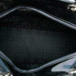 Pre Owned Dior Black Large Patent Cannage Lady Dior