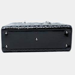 Pre Owned Dior Black Large Patent Cannage Lady Dior