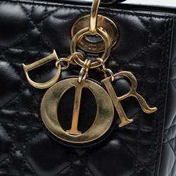 Pre Owned Dior Black Medium Lambskin Cannage Lady Dior