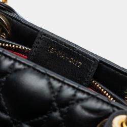 Pre Owned Dior Black Medium Lambskin Cannage Lady Dior
